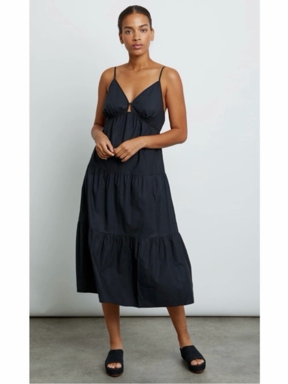 Rails Avril Black Tiered Midi Dress